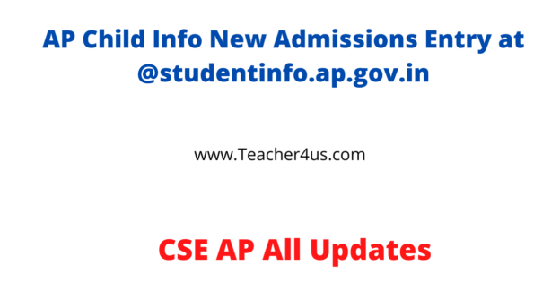 AP Child Info New Admissions Entry at @studentinfo.ap.gov.in